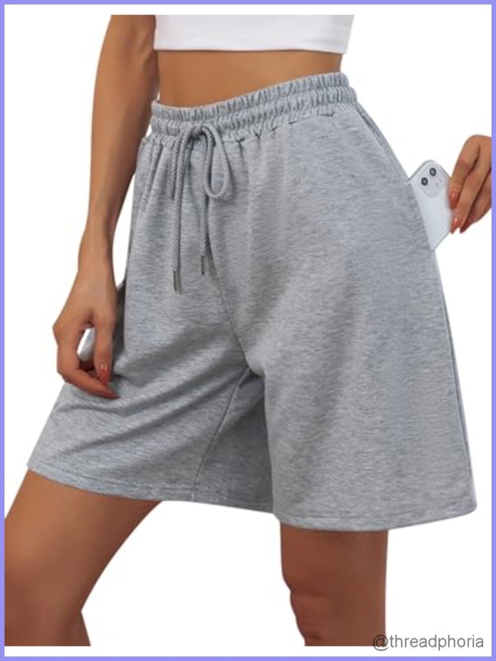 Women's Plus Size Bermuda Sweat Shorts with Pockets Knee Length Loose Fit